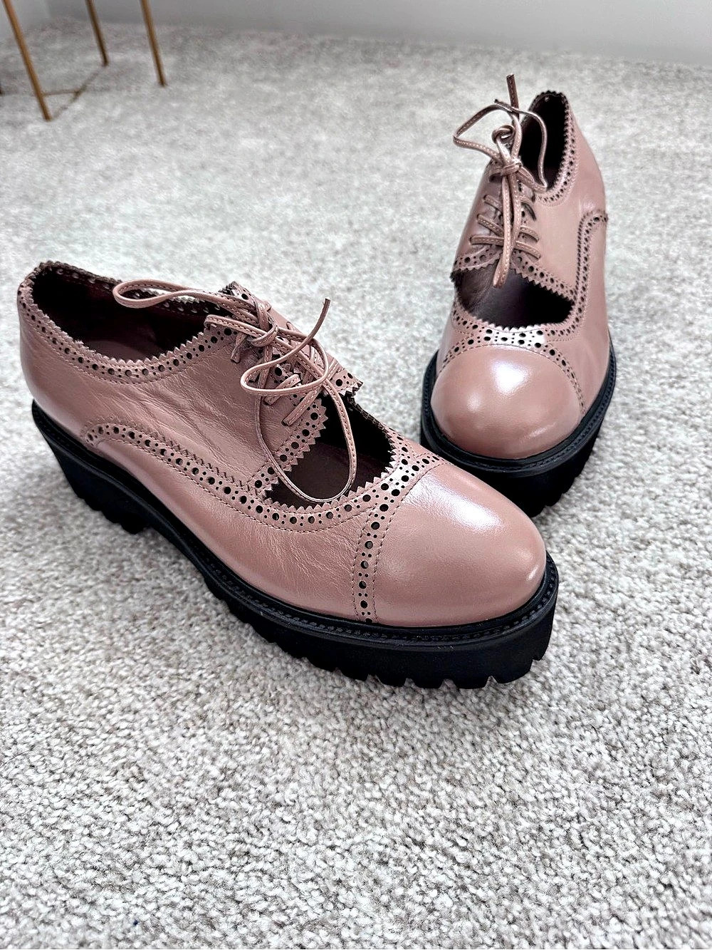 Jeffrey Campbell Antihoroscope Platform Oxford Shoes Tan US 9